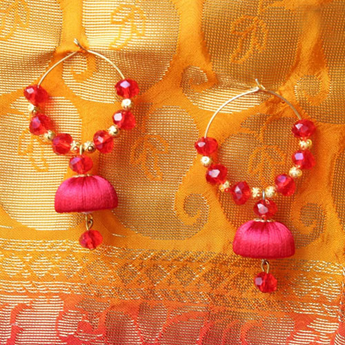 Loop style silk thread Jhumka