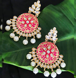 Pink Kundan Dangler